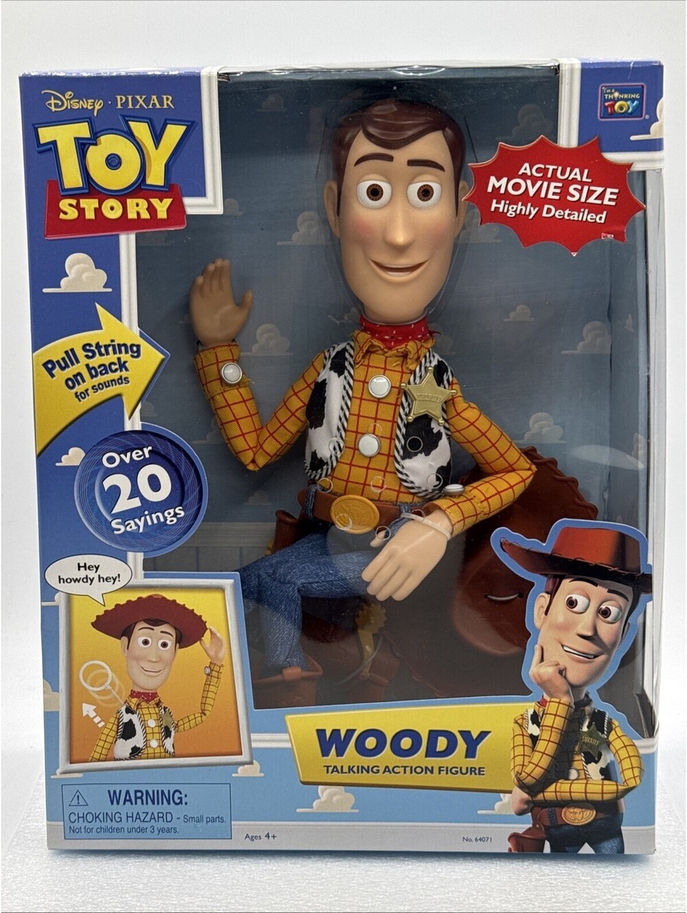 Toy Story Pull String Talking Woody Doll Figure 64071 Thinkway Disney 20 Sayings